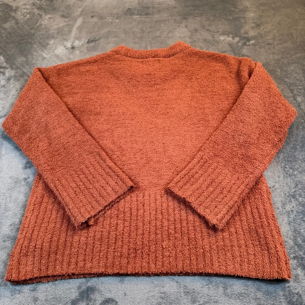 Rachel Zoe Boucle Knit Sweater Womens Small Rust Orange‎ Crewneck Relaxed Fit